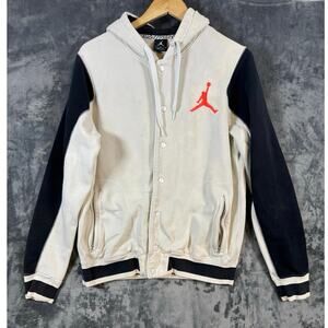 Nike Air Jordan Full Button Up Varsity 2.0 Hoodie Men’s Large White/Black